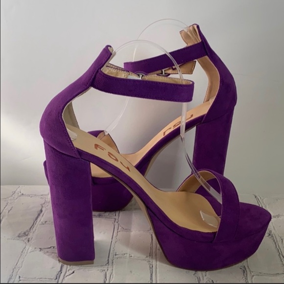 COPY - FSJ Purple Platform Suede Heels - Picture 1 of 10